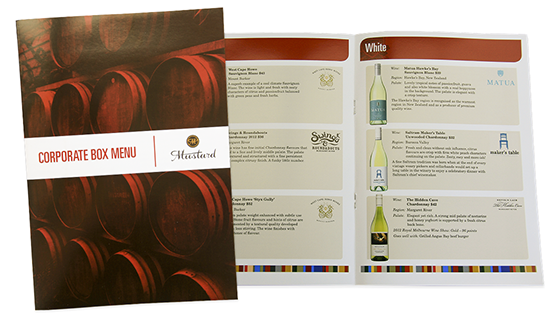 Treasury Wine Estates Wine Menu